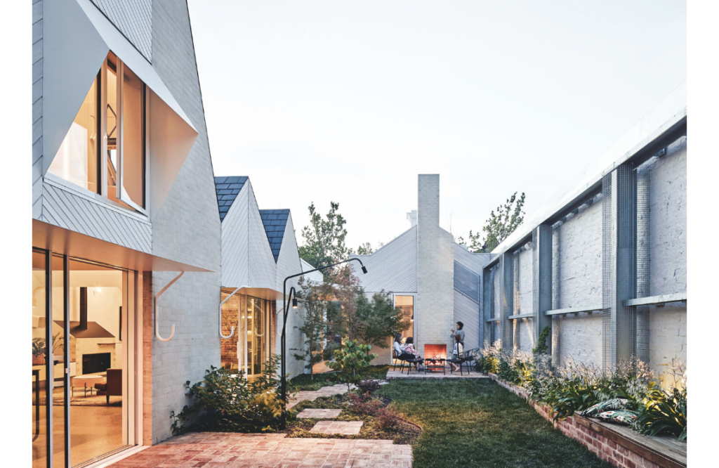 The home's internal yard affords the family a private place to relax and enjoy the great outdoors