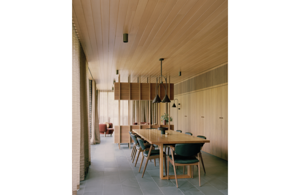 Well-positioned dividers segment the open floor plan.