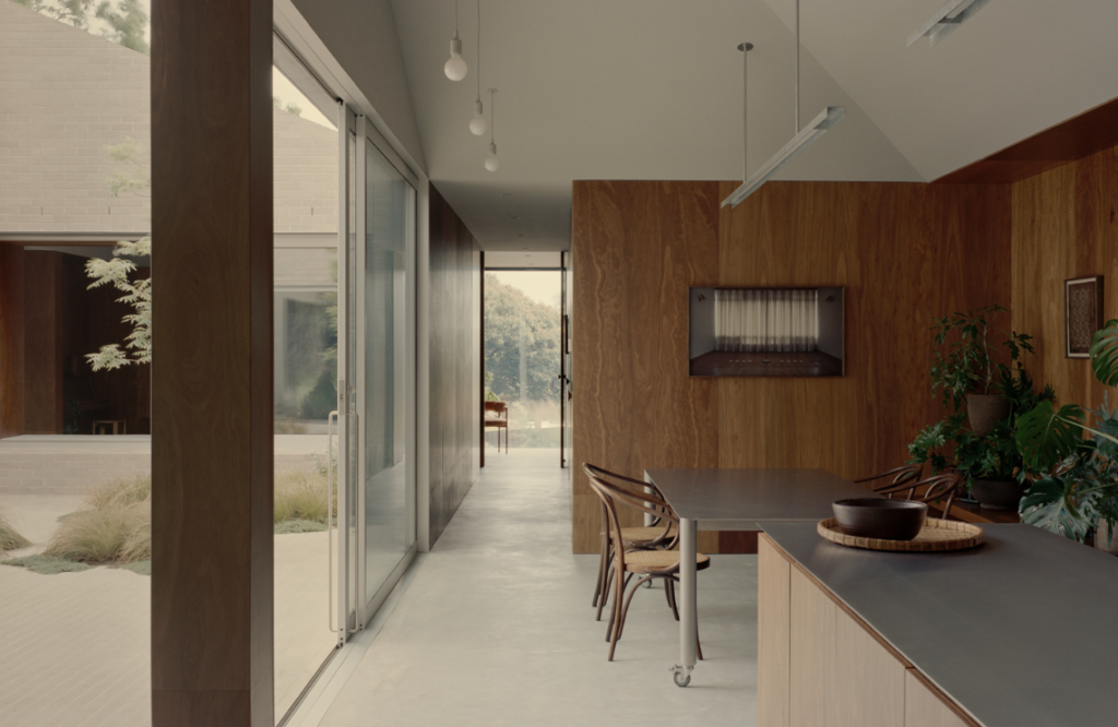 The stylish kitchen is a place where the family can all gather together.